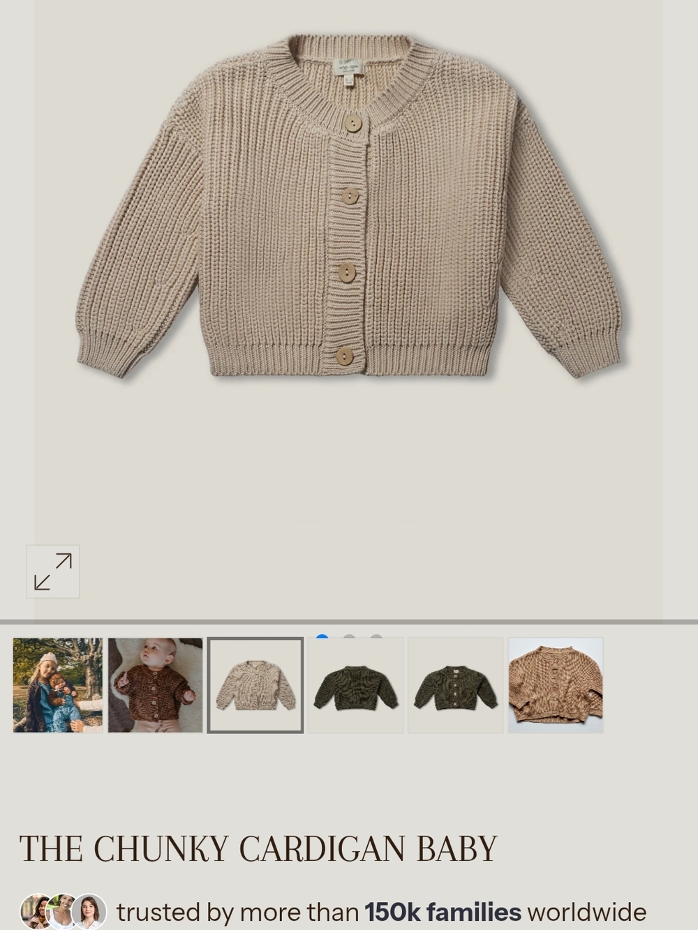 The Chunky Cardigan Baby - Beige Knit Button-Front